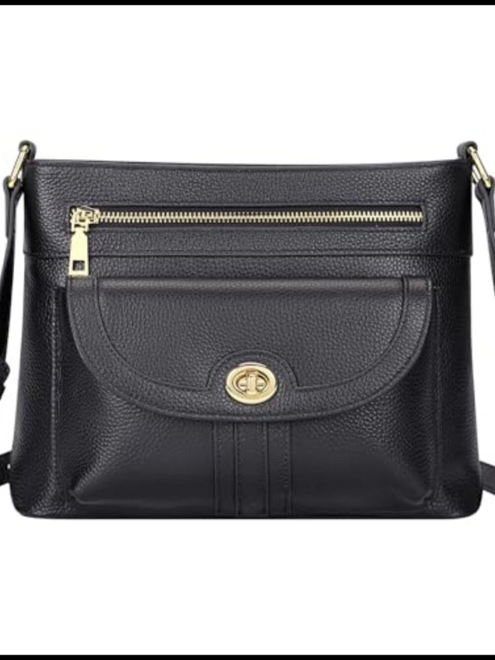 Genuine Leather Crossbody Bag Pebbled Leather Multi Pocket Messenger Purse